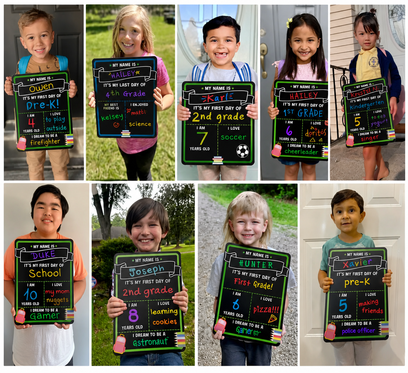 First Day of School Black Sign Board, 10x14 Double-Sided First & Last Day Chalkboard Sign, Reusable Back to School Photo Prop For Preschool Kindergart
