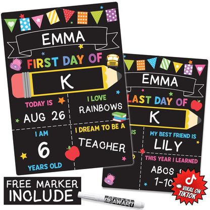 First Day of School Black Sign Board, 10x14 Double-Sided First & Last Day Chalkboard Sign, Reusable Back to School Photo Prop For Preschool Kindergart