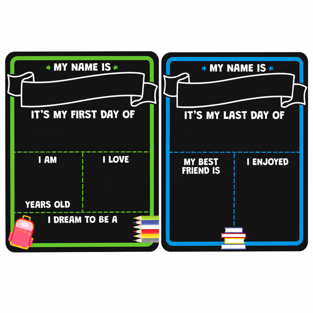 First Day of School Black Sign Board, 10x14 Double-Sided First & Last Day Chalkboard Sign, Reusable Back to School Photo Prop For Preschool Kindergart